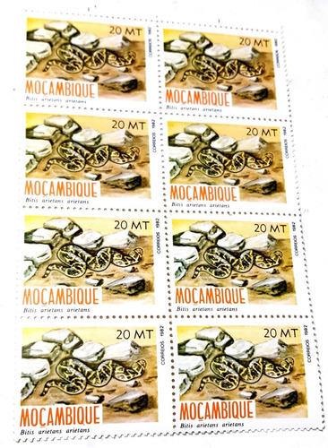 8 Estampillas Serpientes Mozambique 1982 De 4,5x3 Cm. Nuevas