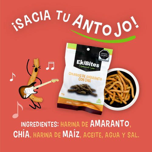 Churros De Amaranto Ekibites Con Chia 50g (40 Pack)