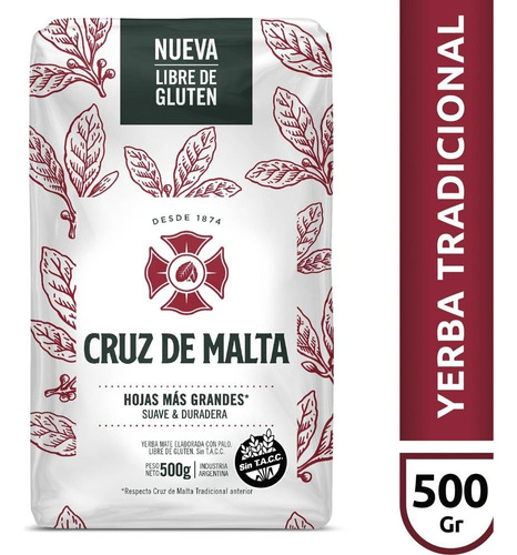 Yerba Tradicional Sin Tacc Cruz De Malta X 500 Gr