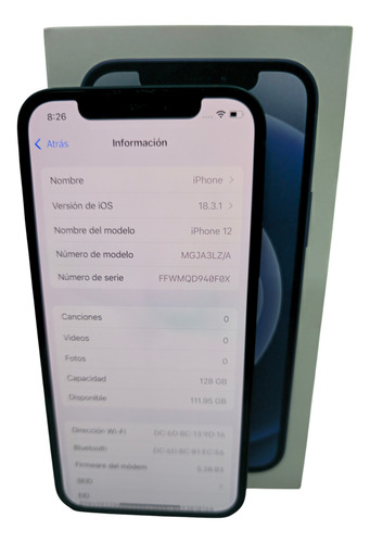 Apple Iphone 12 Negro 128gb Pila 99 Liberado Con Caja Negro (Usado)