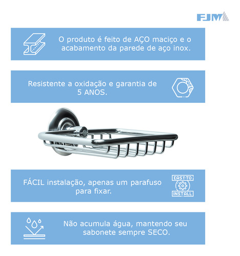 Saboneteira Aramada - Aço Cromado - Linha Classic - Fjm