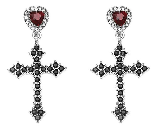 Pendientes Colgantes Góticos Con Forma De Corazón Y Cruz En