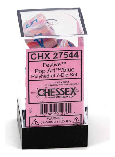 Chessex 7-die Set Mini Festive Pop Art/blue