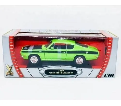 Miniatura Plymouth Barracuda 1969 Verde Yatming 1/18 Miniatura Plymouth Barracuda 1969 Verde Yatming 1/18