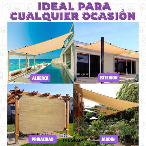 Malla Sombra Reforzada Beige 4x6 M Protección 90% Inmatmex