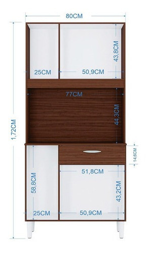 Imagen 3 de 3 de Alacena Mueble Auxiliar Cocina Cassia 6 Puertas Capuchino