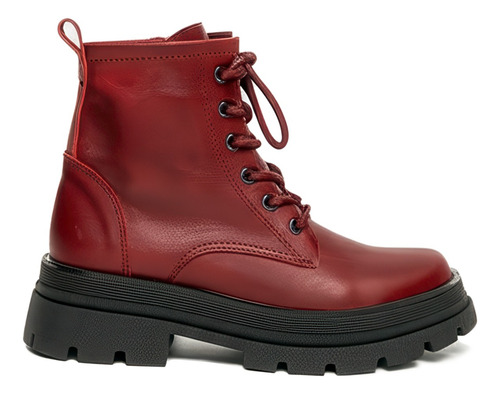 Borcegos Mujer Cuero Urbanos Acordonados Botas Moda Abril