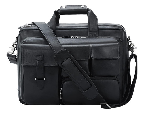 Full Grain Leather Briefcase For Men 17 Inch Laptop Case Bus
