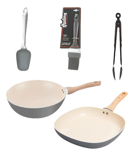 Bifera Wok Uten Hudson Antiadherente Gris Crema Original