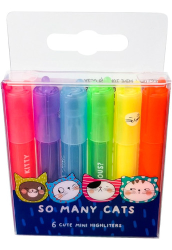 Mini Marcatextos Neón Gatos Con Olor A Frutas