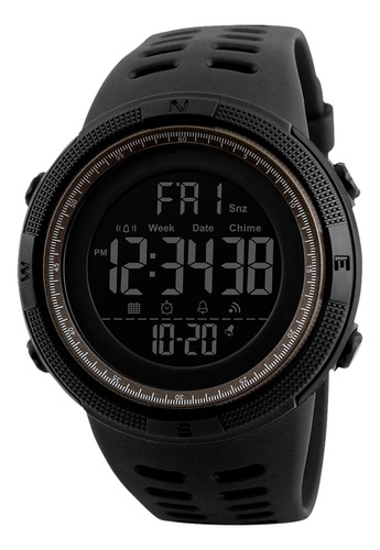 Redlemon Reloj Deportivo Militar con Pantalla Digital, Resistente al Agua, Pantalla Retroiluminada, con Cronómetro, Alarma, Dual Time, Temporizador, Correa Ajustable, Modelo 1251, Color Negro