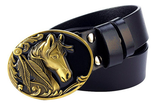 A Hebilla De Vaquero Con Cabeza De Caballo Dorada For Hombre
