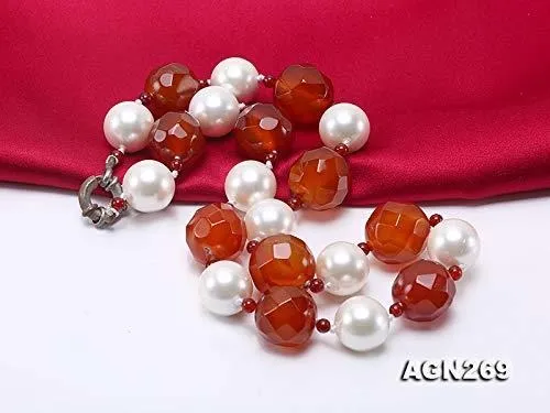 Collar De Ágata Roja Y Concha Marina Jyxjewelry