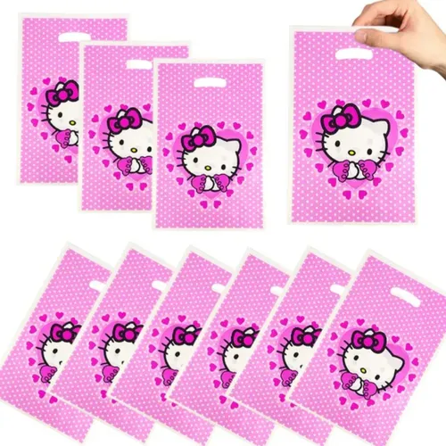 comprar 10 Bolsas Dulceras Princesa Rosa Gatita Con Lazo Cotillón 