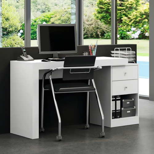 Escritorio Carraro 1392 blanco con cajonera