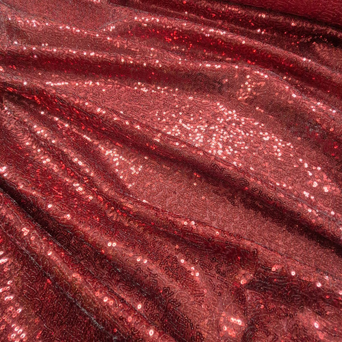 Tela Por Metro Paillette Lentejuelas Fiesta 1.3m De Ancho Rojo