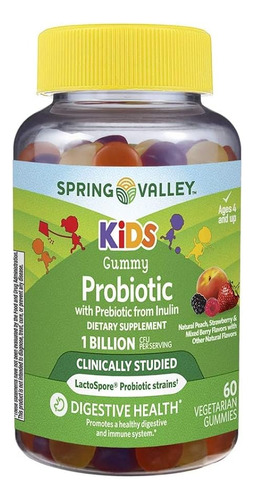 Spring Valley Cepas Probióticas Lactospore Kids 60 Gomitas Sabor Frutas