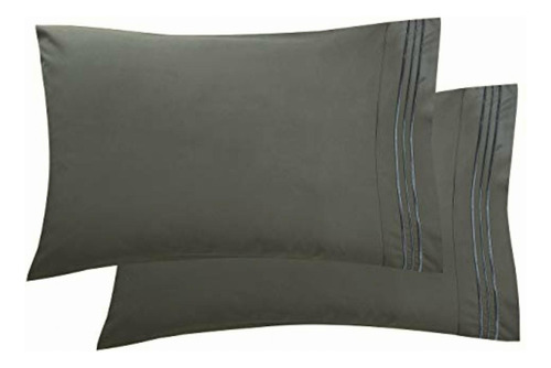 Elegant Comfort 2 Fundas De Almohada Estándar, Gris Liso