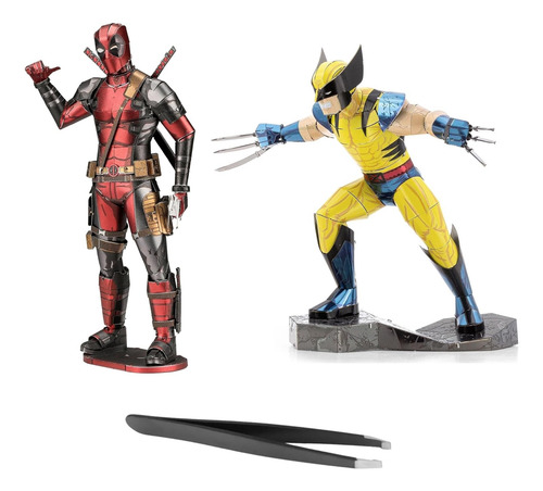 Kit Deadpool Y Wolverine Modelos Metal Armables Con Pinzas