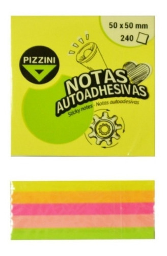 Notas Autoadhesiva Fluo Cubo 50x50mm 240 Hjs Pizzini