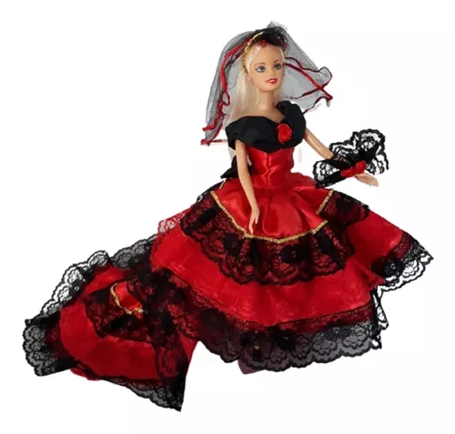 Lindo Vestido Vermelho + Sapato Para Boneca Barbie - Roupa