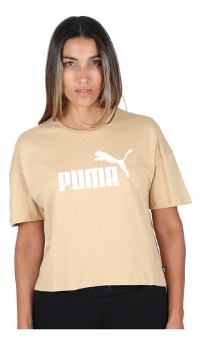 Top Entrenamiento Puma Essentials Crop Logo Mujer En Amarill