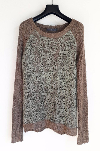 Buzo Sweater Tejido Punto Dama Con Broderie