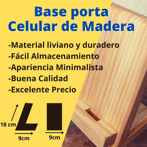 12p Base Porta Celular En Madera Rustica Natural Minimalista