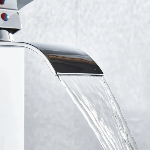 Torneira Banheiro Aço Inox304 Monocomando Cascata Bica Baixa Prateado Brilhante