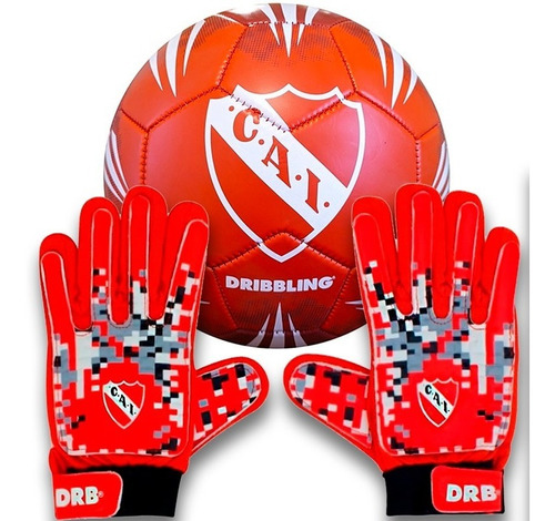 Kit Futbol Independiente Licencia Oficial Drb Pelota Guantes