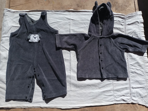 Conjunto Enterito Campera Marca Voss Talle 12 Meses Gris