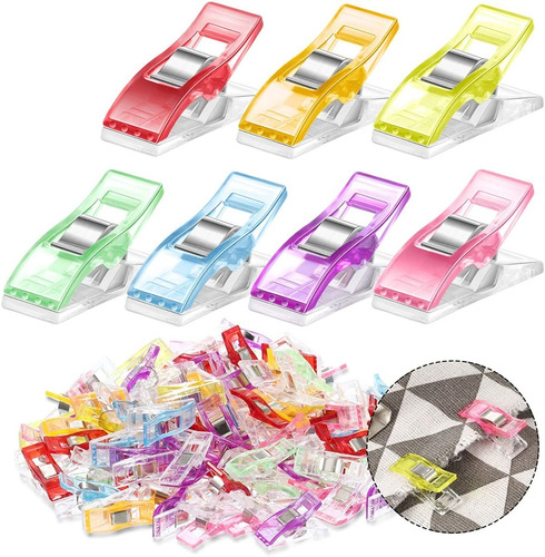100 Clips De Piezas De Plástico para Remiendo De Costura De Bricolaje Crafts Acolchar Clip Color Azar 