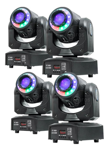 4x Moving Head Spot Led 60w 8 Cores 8 Desenhos+ Fita Led Smd 110/220V