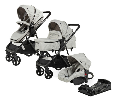 Carriola D Bebe Travel System Prince Con Autoasiento Gris Negro Gris