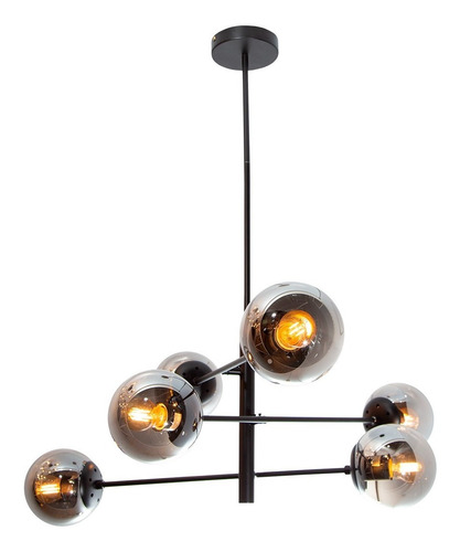 Lámpara Colgante Opulent Lights Moderna Negro E27 40w 6 Luce