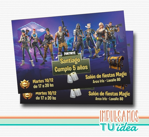 Cumple Fortnite, Invitación Fortnite Imprimible