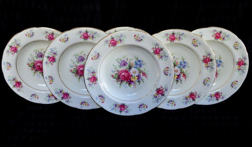 Juego 6 Platos Hondos Paragon England Bouquet Rosas C1932