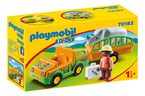 Playmobil 70182 Vehículo Del Zoo Con Rinocerontes 123