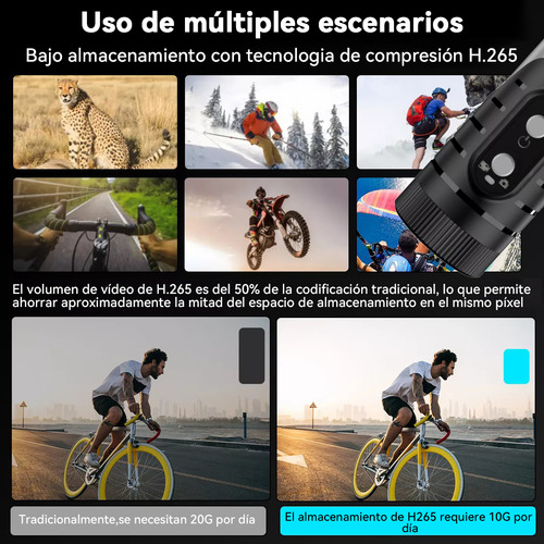 Skululu Cámara Deportiva De Ciclismo En Motocicleta 1080p Ip66 Impermeable Wifi Camera