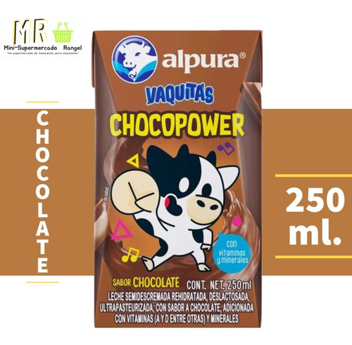Imagen 1 de 2 de Leche Alpura - Vaquitas - Sabor Chocolate - 250ml.