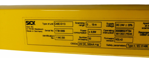 Cortina De Seguridad Sick C4000 Standar Receptor C40e-s113