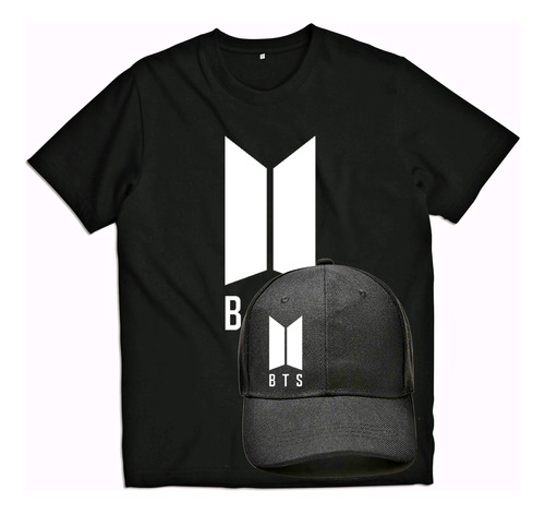 Playera Y Gorra Black Unisex Bts Pop Koreano