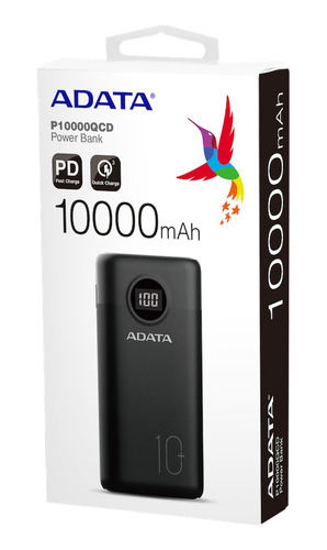 Imagen 2 de 4 de Bateria Portátil Adata 10000 Mah 3 Usb Carga Rapida Pantalla