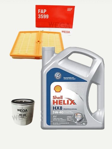 Aceite Shell Hx8 5w40 + Kit De Filtros Vw Nivus 1.0 Tsi