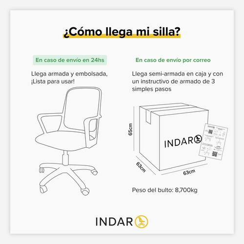 Imagen 4 de 10 de Silla De Oficina Indar Fresa Negra Neumatica Mesh Garantia