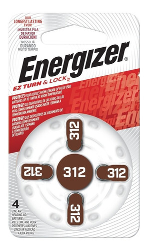 Imagen 1 de 3 de 24 X Pilas Para Audifonos Energizer Az312 Caja X 24