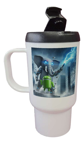 Jarro Termico Elefante Y Logo De Android Laser