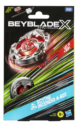 Trompo Beyblade X Kit Inicial Scythe Incendio 4-60t Rojo