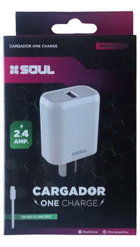 Cargador Rapido Tipo C 2.4a Soul  Para Samsung Motorola