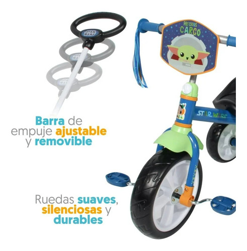 Triciclo Apache Baby Yoda Grande Deluxe Con Barra De Empuje